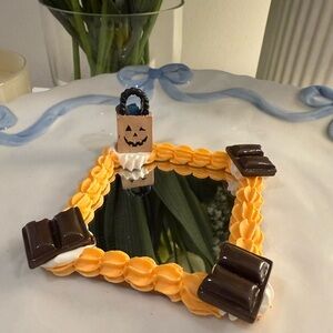Halloween Themed Decorative Trinket Mirror with Chocolate Accents